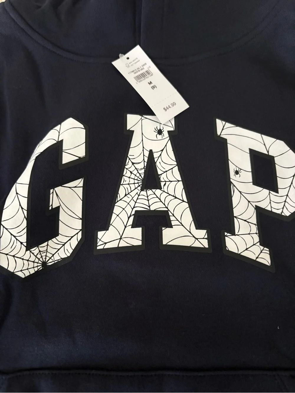GAP Boys Navy Hoodie with White Web Logo